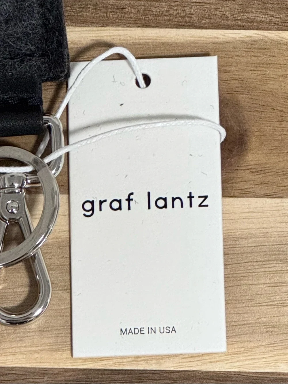 Graf Lantz Merino Wool Felt Loop Key Fob Charcoal Black NWT